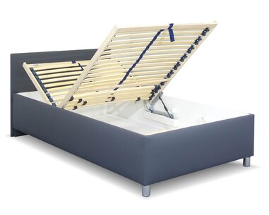 Vyvýšená čalúnená posteľ s úložným priestorom Lyoneta, 120x200cm, tmavo siva Vyvýšená čalúnená posteľ s úložným priestorom Lyoneta, 120x200cm, tmavo siva