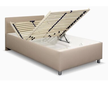 Vyvýšená čalúnená posteľ s úložným priestorom Lyoneta, 90x200cm, hnedosiva