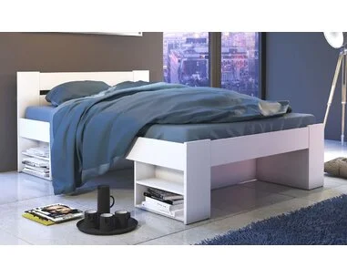 Zvýšená posteľ s úložným priestorom NEPOLI 160x200, biela - pohľad č. 4