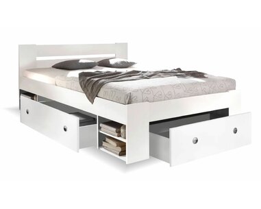 Zvýšená posteľ s úložným priestorom NEPOLI 140x200, biela Zvýšená posteľ s úložným priestorom NEPOLI 140x200, biela
