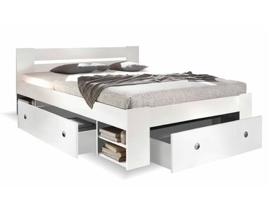 Zvýšená posteľ s úložným priestorom NEPOLI 160x200, biela Zvýšená posteľ s úložným priestorom NEPOLI 160x200, biela