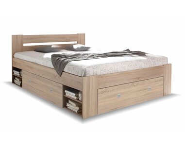 Zvýšená posteľ s úložným priestorom NEPOLI 140x200, dub sonoma Zvýšená posteľ s úložným priestorom NEPOLI 140x200, dub sonoma