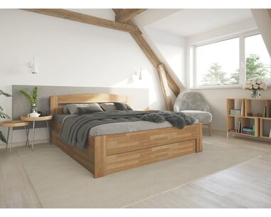 Interiér - posteľ s úložným priestorom ANTONIO, masív buk