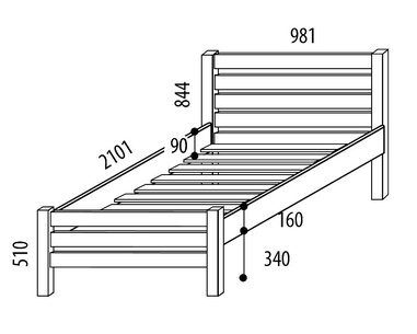 Vyvýšené jednolôžko KARLA senior 90x200cm, masív smrek