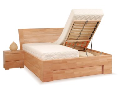 Manželská posteľ s úložným priestorom z masívu SOFIA F118/F139, masív buk