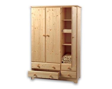 Trojdverová šatníková skriňa Dona III 127, masív smrek