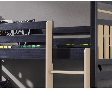 Poschodová posteľ s prístelkou a úložným priestorom pre 3 deti Hanka, masív borovica