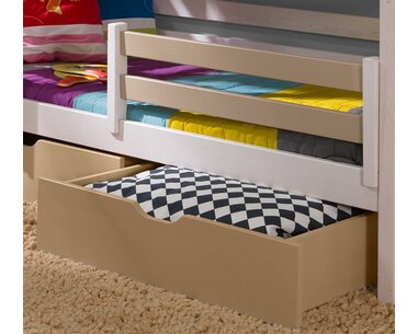 Detská poschodová posteľ so zábranou a úložným priestorom Miroslav, masív borovica