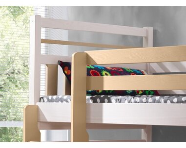 Detská poschodová posteľ so zábranou a úložným priestorom Miroslav, masív borovica