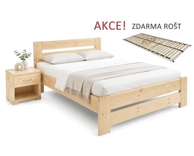 Jednolôžková posteľ s roštom Berni, 120x200, masív smrek - pohľad č. 1