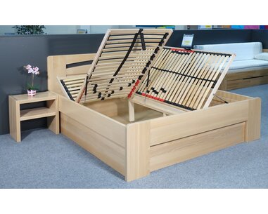 Zvýšená posteľ s úložným priestorom Riči, 160x200, 180x200, masív buk