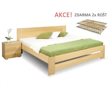 Manželská posteľ s roštmi Jirka, 160x200, 180x200, masív buk - pohľad č. 1