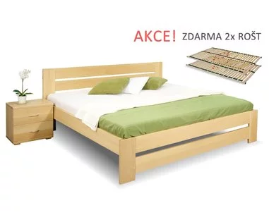 Manželská posteľ s roštami Berni, 160x200, 180x200, masív buk - pohľad č. 1