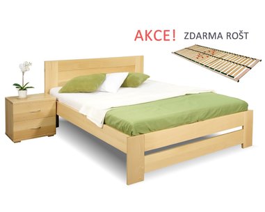 Drevená posteľ s roštom Jirka, 120x200, 140x200, masív buk Drevená posteľ s roštom Jirka, 120x200, 140x200, masív buk