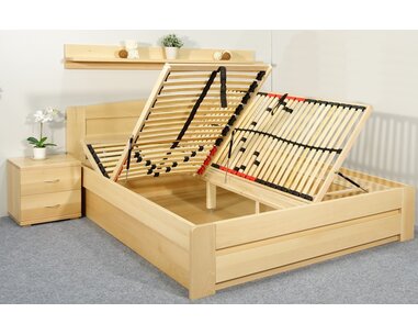 Posteľ z masívu s úložným priestorom Justina, 160x200, 180x200, masív buk