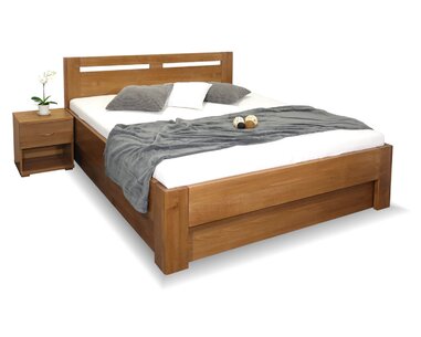 Zvýšená posteľ dvojlôžko s úložným priestorom HERKULES, masív buk