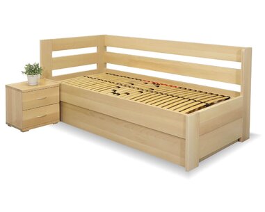 Posteľ s úložným priestorom Valentin-Ľavá, 80x200, 90x200 cm, masív buk Posteľ s úložným priestorom Valentin-Ľavá, 80x200, 90x200 cm, masív buk