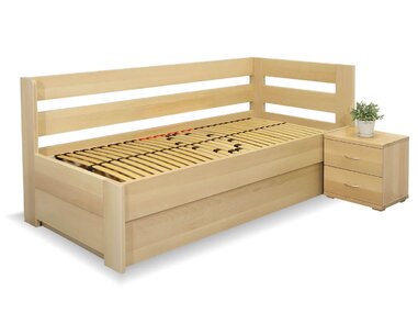 Posteľ s úložným priestorom Valentin-Pravá, 80x200, 90x200 cm, masív buk Posteľ s úložným priestorom Valentin-Pravá, 80x200, 90x200 cm, masív buk