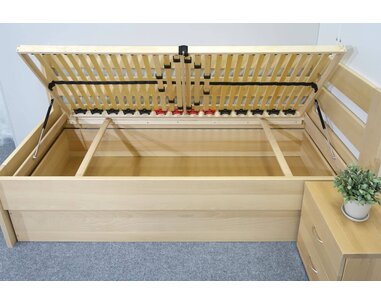 Posteľ s úložným priestorom Valentin-Pravá, 80x200, 90x200 cm, masív buk Posteľ s úložným priestorom Valentin-Pravá, 80x200, 90x200 cm, masív buk