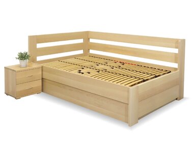 Posteľ s úložným priestorom Valentin-Ľavá, 140x200 cm, masív buk