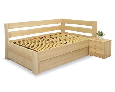 Posteľ s úložným priestorom Valentin-Pravá, 140x200 cm, masív buk