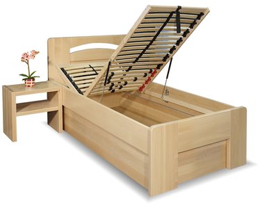 Zvýšená posteľ s úložným priestorom Riči, 90x220, masív buk Zvýšená posteľ s úložným priestorom Riči, 90x220, masív buk