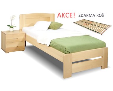 Posteľ s roštom Justina, 90x210cm, masív buk Posteľ s roštom Justina, 90x210cm, masív buk