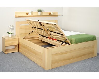 Vysoká posteľ s úložným priestorom Floria, 160x200, 180x200, masív buk