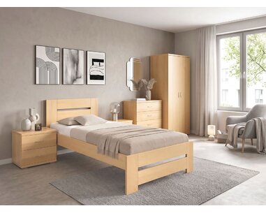 Drevená posteľ s roštom Berni, 80x200, 90x200, masív buk - pohľad č. 2