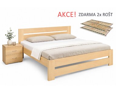 Manželská posteľ s roštami Berni, 160x200, 180x200, masív buk - pohľad č. 1