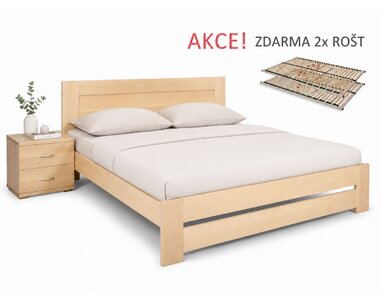 Manželská posteľ s roštmi Jirka, 160x200, 180x200, masív buk - pohľad č. 1