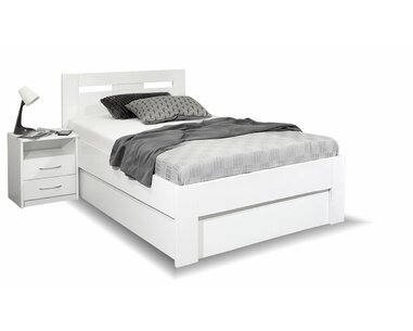 Posteľ s úložným priestorom SENÁTOR 120x200, masív buk, biela Posteľ s úložným priestorom SENÁTOR 120x200, masív buk, biela