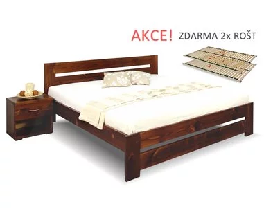 Drevená posteľ s roštami Berni, 160x200, 180x200, masív smrek - pohľad č. 1