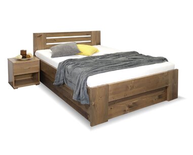 Zvýšená posteľ s úložným priestorom ROSA, masív smrek, 140x200