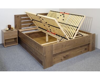 Zvýšená posteľ s úložným priestorom ROSA, masív smrek, 140x200