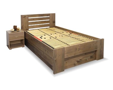 Zvýšená posteľ s úložným priestorom ROSA, masív smrek, 120x200