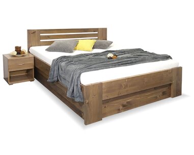 Zvýšená posteľ dvojlôžko s úložným priestorom ROSA, masív smrek
