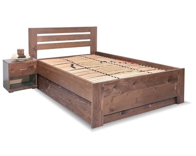 Zvýšená posteľ s úložným priestorom Rita, 120x200, masív smrek