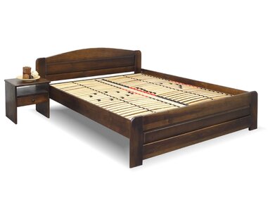 Drevená posteľ dvojlôžko LADA, masív borovica,  morený orech