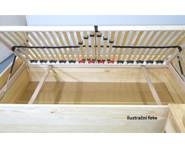 Posteľ jednolôžko s úložným priestorom LADA, masív borovica, morenie orech