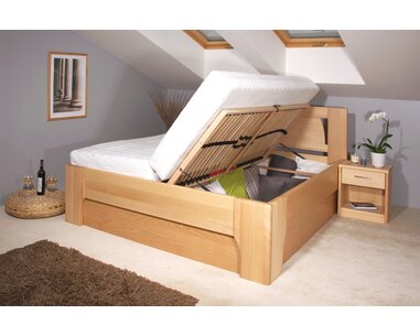 Manželská posteľ s úložným priestorom OLYMPIA 1, masív buk