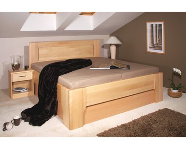 Manželská posteľ s úložným priestorom OLYMPIA 2, masív buk