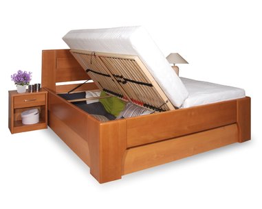 Manželská posteľ s úložným priestorom OLYMPIA 3, masív buk - čerešňa Manželská posteľ s úložným priestorom OLYMPIA 3, masív buk - čerešňa