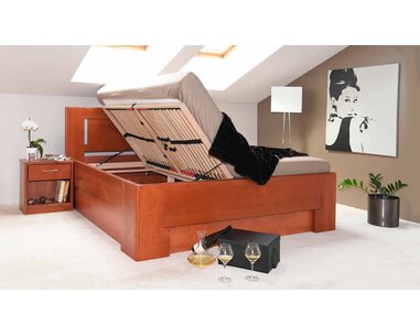 Manželská posteľ s úložným priestorom HOLLYWOOD 1. senior, masiv buk