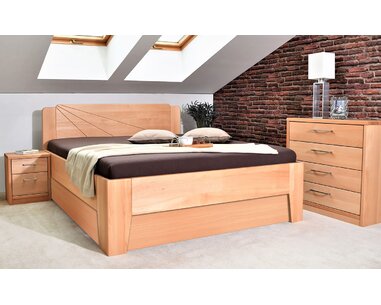 Drevená posteľ dvojlôžko s úložným priestorom Kleopatra 1, masív buk