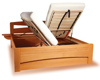 Posteľ s úložným priestorom EVITA 2 senior, masiv buk - morená čerešňa Posteľ s úložným priestorom EVITA 2 senior, masiv buk - morená čerešňa