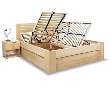 Vysoká drevená posteľ s úložným priestorom APOLLO, masiv buk