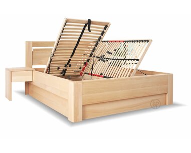 Vysoká drevená posteľ s úložným priestorom MATRIX 2, masív buk