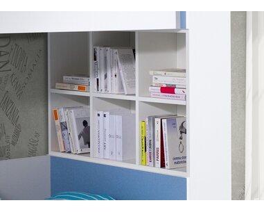 Detská poschodová posteľ so zábranou a úložným priestorom Gustav, masív borovica