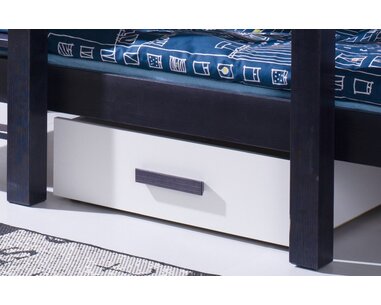 Detská poschodová posteľ so zábranou a úložným priestorom Astor, masív borovica